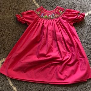 Smocked Pink Christmas Dress